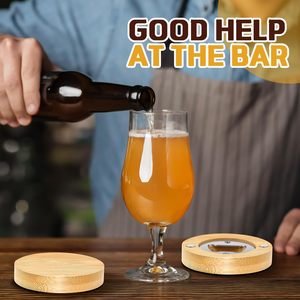 Round Bamboo Magnetic Bottle Opener Stainless Steel Manual Mini For Refrigerator <b>Beer</b> Opening Tools - Product Image 4