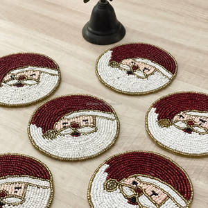Factory Wholesale <b>Christmas</b> Decoration Handmade Beaded <b>Placemats</b> Home Decor Luxury Table Mat Mug Rug Coasters for Gifts - Product Image 2