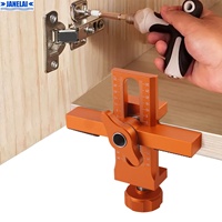 Gabarit d'installation de portes d'armoires pour le travail du bois, outil de perçage et de positionnement rapide 2-en-1 pour panneaux de porte avec dispositif de rebond