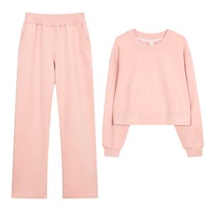 Kadın rahat spor spor Yoga kıyafeti uzun kollu kısa kazak ve hava tabakası üst seti - Product Image 5