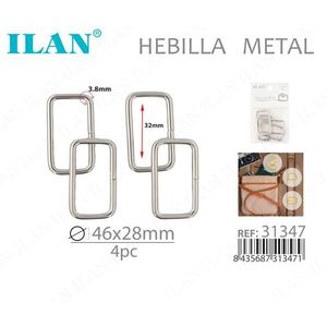 Fibbia in metallo ILAN 46x28mm 4 pezzi per borse e cinture - Product Image 3