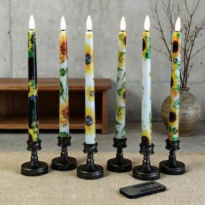 Mộc mạc hướng dương in thiết kế <span class=keywords><strong>LED</strong></span> côn sinh thái nến đèn 3 cái Flameless từ xa nhấp nháy Nhà Bên trang trí nội thất Glow tùy chỉnh OEM ODM - Product Image 1