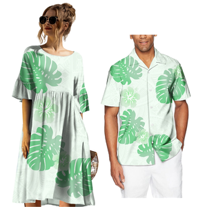 Robe décontractée mi-longue à taille empire pour femme, imprimé tropical, design hawaïen de luxe, neuve, lavable, style polynésien, pour l'été - Product Image 1