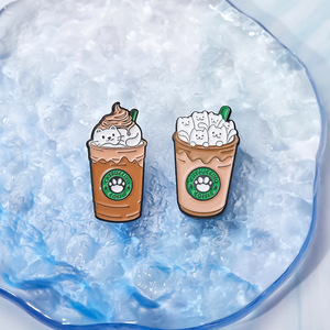 Vente chaude nouveau alliage broche dessin animé chat chaton crème glacée café <span class=keywords><strong>Mik</strong></span> thé en forme de peinture au four Badge étiquette émail broche accessoires - Product Image 3