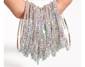 Bracciale Elastico con Cristalli per Donne, Bangle Colorato con Strass, Accessorio Creativo alla Moda con Diamanti - Product Image 4