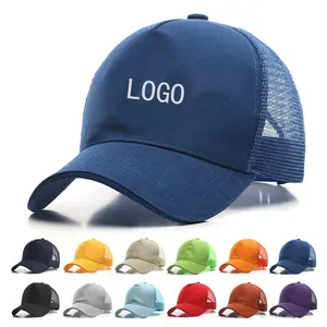 High quality solid color low profile plain youth mesh trucker cap hat