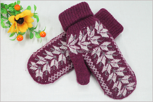 Pies <span class=keywords><strong>moda</strong></span> invierno lindo jacquard étnico knit mitten guantes con forro polar insided - Product Image 2