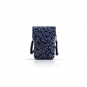Borsa per telefono in denim con stampa leopardata 19x2x12 cm per il trasporto del cellulare - Product Image 2