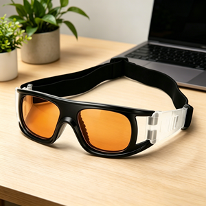 Lunettes bloquant la lumière bleue à 100 %, protection oculaire professionnelle, verres orange, sangle réglable, lunettes de sécurité protectrices - Product Image 3
