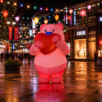 Ensemble d'ours en peluche gonflables géants lumineux à LED, ours gonflable rose avec cœur pour la Saint-Valentin, mariage, centre commercial, décoration de festival