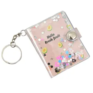 custom mini small pvc cover note book paper notepad keychain with button