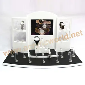 Custom personalizzato acrilico orologio display cabinet/C anello orologio blocco cubo/orologio display blocco acrilico orologio da banco
