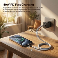 Câble USB-C PD de charge rapide en silicone premium de 1 m (3 pi) 60 W pour Samsung S24 25 26 IP 15 16 17