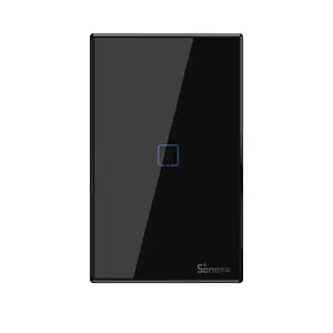 Sonoff T3US1C-TX 1 Gang Wifi Smart Switch RF433 Wifi Muur Lichtschakelaar Black Glass Panel App Remote Smart Home Touch schakelaar