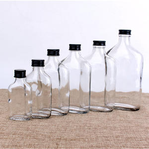 Bouteilles en verre transparent avec bouchons à vis noirs, bouteilles à liqueur vides réutilisables pour whisky, <span class=keywords><strong>vodka</strong></span>, vin, boissons maison - Product Image 4