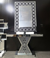Console avec miroir mural, ensemble de miroirs décoratifs, pour salon, en cristal, vente en gros, usine