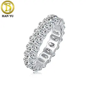 HanYu Schlussverkauf 925 Sterling-Silber-Schmuck Damenhochzeitsring D VVS oval geschnittener Moissanit-Schmuck für Hochzeit