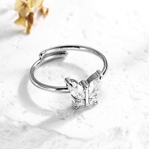 Cincin kupu-kupu terbuka dapat disesuaikan dalam baja tahan karat dan giok berlapis emas 18K untuk perhiasan ulang tahun pertunangan pernikahan - Product Image 6