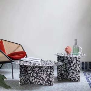 Muebles <span class=keywords><strong>de</strong></span> Piedra Artificial SH STONE, Mesas Nido en Oferta, Mesa <span class=keywords><strong>de</strong></span> Centro <span class=keywords><strong>de</strong></span> <span class=keywords><strong>Terrazo</strong></span> Negro para Sala <span class=keywords><strong>de</strong></span> Estar - Product Image 4