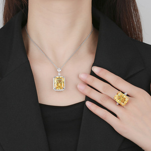 Nouvel ensemble de bijoux de luxe léger pour femme 2026, collier avec pendentif en zircon taille brillant et chaîne dorée, idéal pour mariage, fiançailles et soirées - Product Image 4