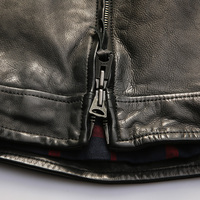 Vestes en cuir véritable pour moto, pour hommes, noires, de haute qualité, en cuir de vachette lavé et ciré, procédé de tannerie végétale