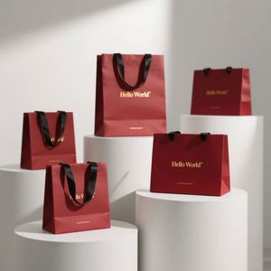 Sac en papier kraft blanc personnalisable avec logo, fermeture magnétique en coton, impression sérigraphique, traitement de surface pour le shopping de vêtements - Product Image 3