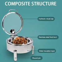 Chauffe-plat rond en acier inoxydable chauffant au combustible chauffe-plat pour buffet de restauration pour restaurants et événements fournitures d'hôtel