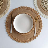 Sets de table ronds en jute tressés avec bordure à franges, style bohème rustique, dessous de plat résistant à la chaleur pour cuisine et salle à manger