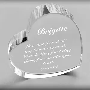 Personalized Heart Crystal Paperweight Engraved MH-F0402