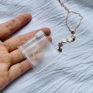 Custom Brand Square Frosted <b>Transparent</b> PVC Zipper Pouch Custom Logo Slide Zip Bag Jewelry Pouch Bags with Care Warning Text - Product Image 2