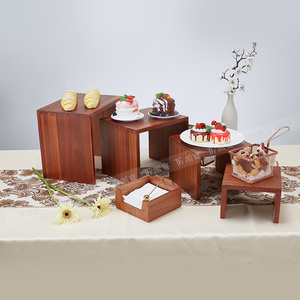 Exhibidor de Postres Tipo <span class=keywords><strong>Buffet</strong></span> para la Hora del Té, Plataforma de Exhibición de Pasteles de <span class=keywords><strong>Sushi</strong></span> en Color Marrón Sapele para Restaurante/Cafetería, Banquete o Mesa de Té de la Tarde - Product Image 5