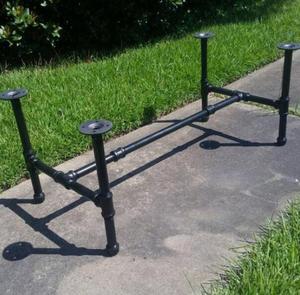 금속 파이프 피팅 선반 브래킷 테이블 가구 다리 용 장식 파이프 가단성 철 주철 블랙 산업용 1 세트 - Product Image 5