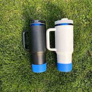 H2.0 40Oz Tumbler With Boots Black White Powder Coated Laser Engrave <b>Insulated</b> Blue Plated Coffee <b>Mug</b> - Product Image 1