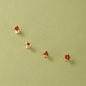 CANNER Nuevo Diseño de Color, Pendientes de Plata 925 con Circonita Verde y Roja para Mujer - Product Image 2