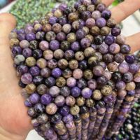 Pierres précieuses naturelles de couleur violette 6/8/10mm, perles rondes et larges, Charoite violette, livraison gratuite