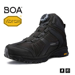 รองเท้าบูทฝึกยุทธวิธีแบบมีปุ่มหมุน <span class=keywords><strong>BOA</strong></span> ระดับกลางน่อง สีดำ หนังกันลื่น ทนต่อการขีดข่วน ปรับแต่งโลโก้ได้ ปลอดภัยสำหรับงานหนัก - Product Image 2