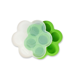 Amazon Venta caliente 7 cavidad de huevo de silicona <span class=keywords><strong>muerde</strong></span> molde con tapa para comida de bebé congelador bandeja - Product Image 2