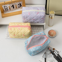 Tas Makeup Genggam Ramah Lingkungan Kapasitas Besar Motif Garis-garis Baru, Dapat Digunakan Kembali, Portabel, Dompet Koin Segar