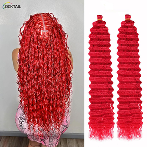 Lots de mèches de <span class=keywords><strong>cheveux</strong></span> synthétiques <span class=keywords><strong>bouclés</strong></span> rouges en gros, résistantes à la chaleur, en fibre Futura, pour tresses bohèmes - Product Image 1