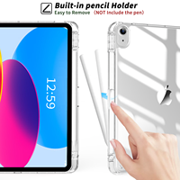 Étuis pour tablette acrylique en cuir PU Smart Clear PC Shell Cover pour iPad Air 5e/4e génération 10.9 pouces 2022/2020