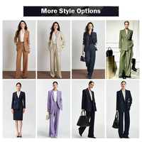 Costume de pantalon et blazer formel pour femmes, élégant, à revers crantés, pour le bureau, tenue de femme d'affaires