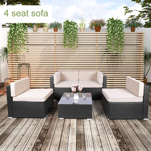 Patio extérieur Meubles <span class=keywords><strong>De</strong></span> <span class=keywords><strong>Salon</strong></span> <span class=keywords><strong>Balcon</strong></span> Imperméable À L'eau <span class=keywords><strong>de</strong></span> <span class=keywords><strong>Jardin</strong></span> En Rotin Canapé Ensemble - Product Image 4