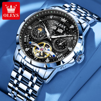 Montre mécanique classique automatique OLEVS 6690 avec bracelet en cuir véritable, étanche, lumineuse, de luxe, personnalisable avec logo OEM/ODM pour homme