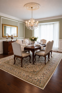 Elegant Persian Style Handmade Wool Area <b>Rug</b> Classic Floral Vine Design Geometric Pattern Eco-Friendly <b>Anti</b>-<b>Slip</b> Washable - Product Image 2