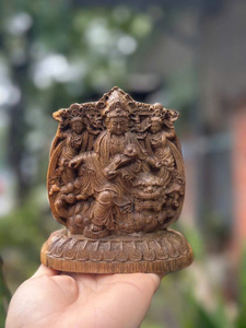 Figura de Buda Tallada a Mano en Madera Natural, Estatua de Buda de Madera Maciza, Decoración Espiritual para el Hogar, Meditación Budista - Product Image 3