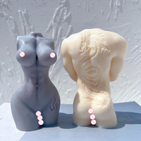 3 Modèles Tatouage Dragon Corps Homme Femme Moule à Bougie Torse Féminin Humain Déesse Lion Moule en Silicone pour Résine d'Art