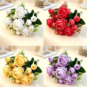Bouquet di Fiori Artificiali all'Ingrosso con 13 Rose, Decorazioni per Casa, Matrimoni, Sale, Ristoranti, Ornamenti e Accessori per Fotografia - Product Image 4
