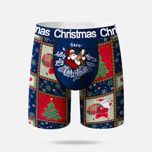 Caleçon personnalisé pour homme à jambes longues Pochette amusante sans mouche Caleçon boxer en polyester à séchage rapide pour homme adulte Sous-vêtement de Noël pour homme - Product Image 2