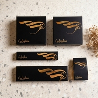 Coffret Cadeau Personnalisé en Carton Rigide Noir Mat avec Logo Estampé à Chaud Doré pour Emballage Vide de Parfum et Dattes Arabes