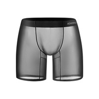 Nouveauté 2026 : Boxer transparent sexy ADANNU en soie glacée pour hommes, style jeune et décontracté, sans couture, haute élasticité